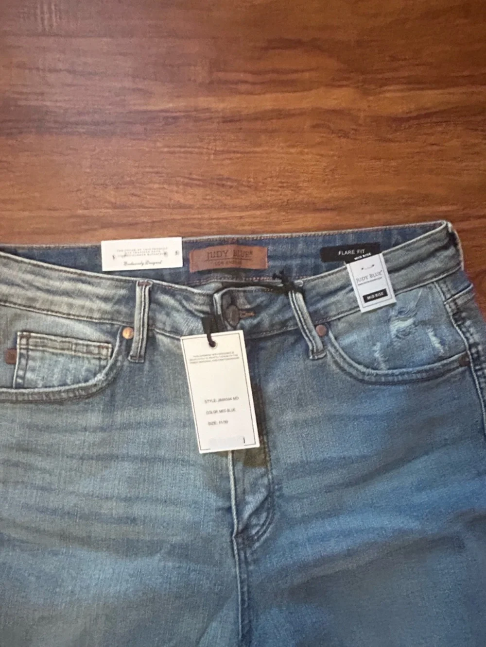 Judy Blue Light Blue Distressed Flare Jeans 11 30 - Picture 3 of 6